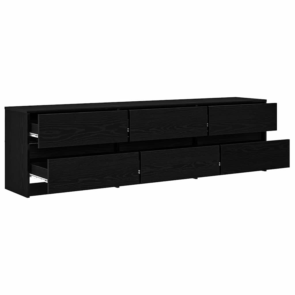 TV Cabinet Black Oak 182 x 34 x 50 cm Engineered Wood