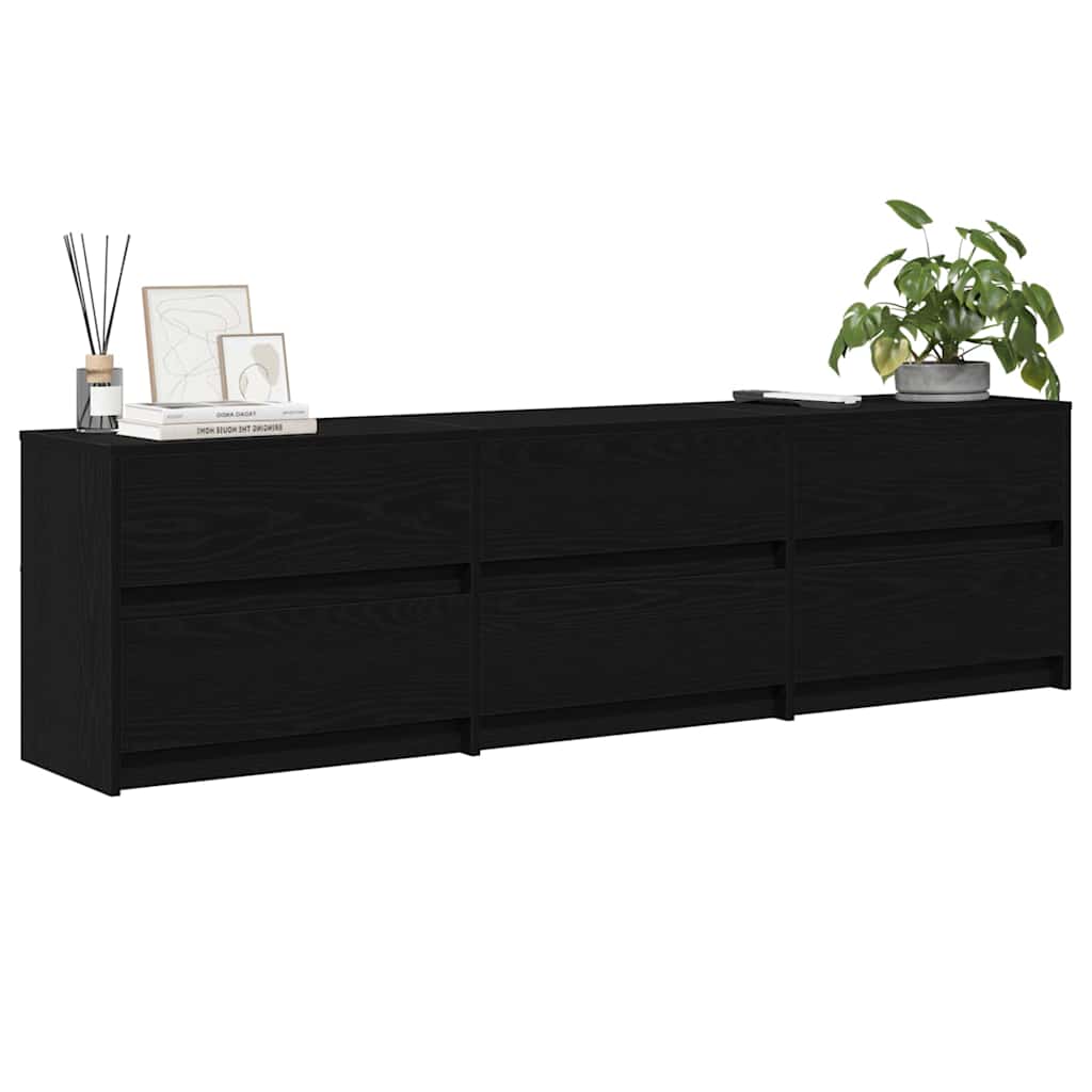 TV Cabinet Black Oak 182 x 34 x 50 cm Engineered Wood