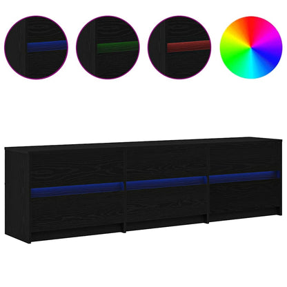 TV Cabinet Black Oak 182 x 34 x 50 cm Engineered Wood