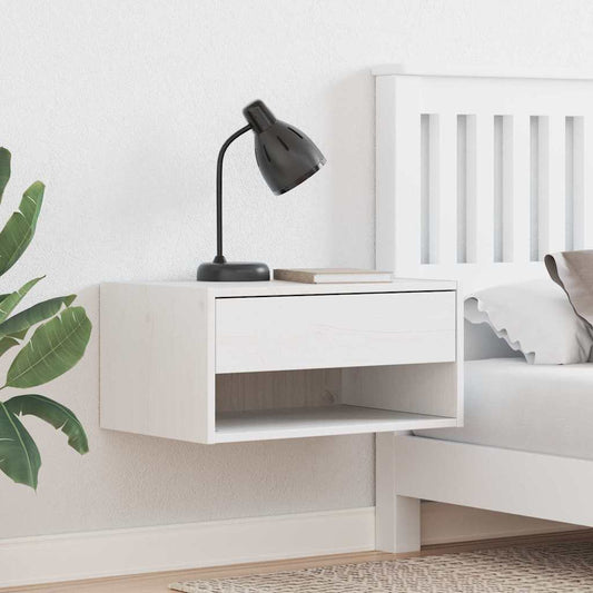 Bedside Table White 50 x 32.5 x 24 cm Solid pine wood