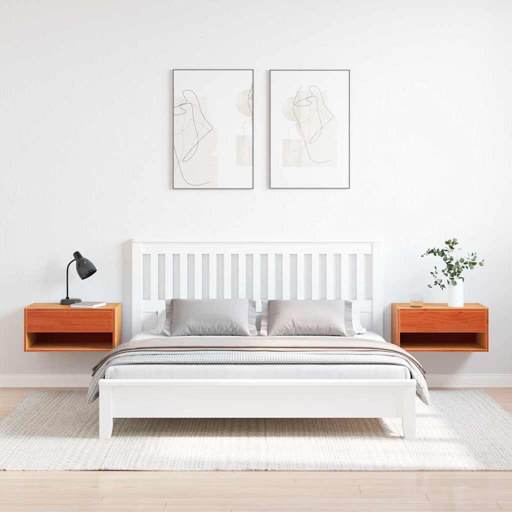 Bedside Table 2 pcs Wax brown 50 x 32.5 x 24 cm Solid pine wood