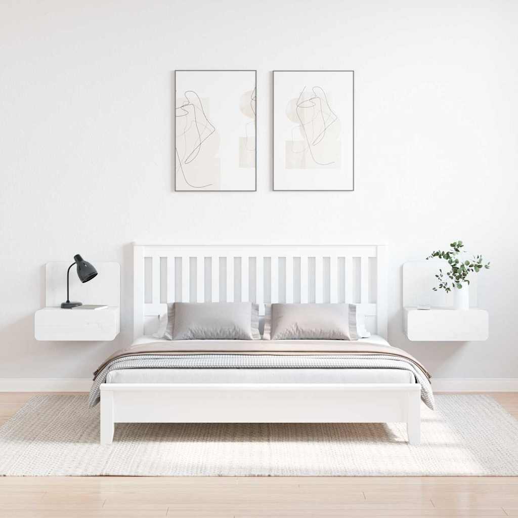 Bedside Table 2 pcs White 44 x 32.5 x 40 cm Solid pine wood