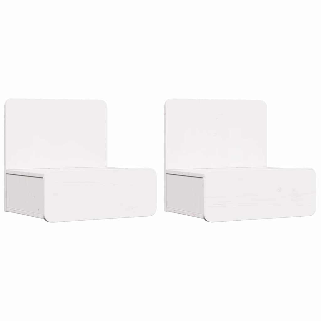 Bedside Table 2 pcs White 44 x 32.5 x 40 cm Solid pine wood