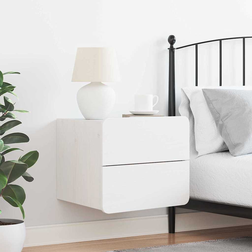 Bedside Table with Drawer White 39 x 34 x 33 cm Solid pine wood