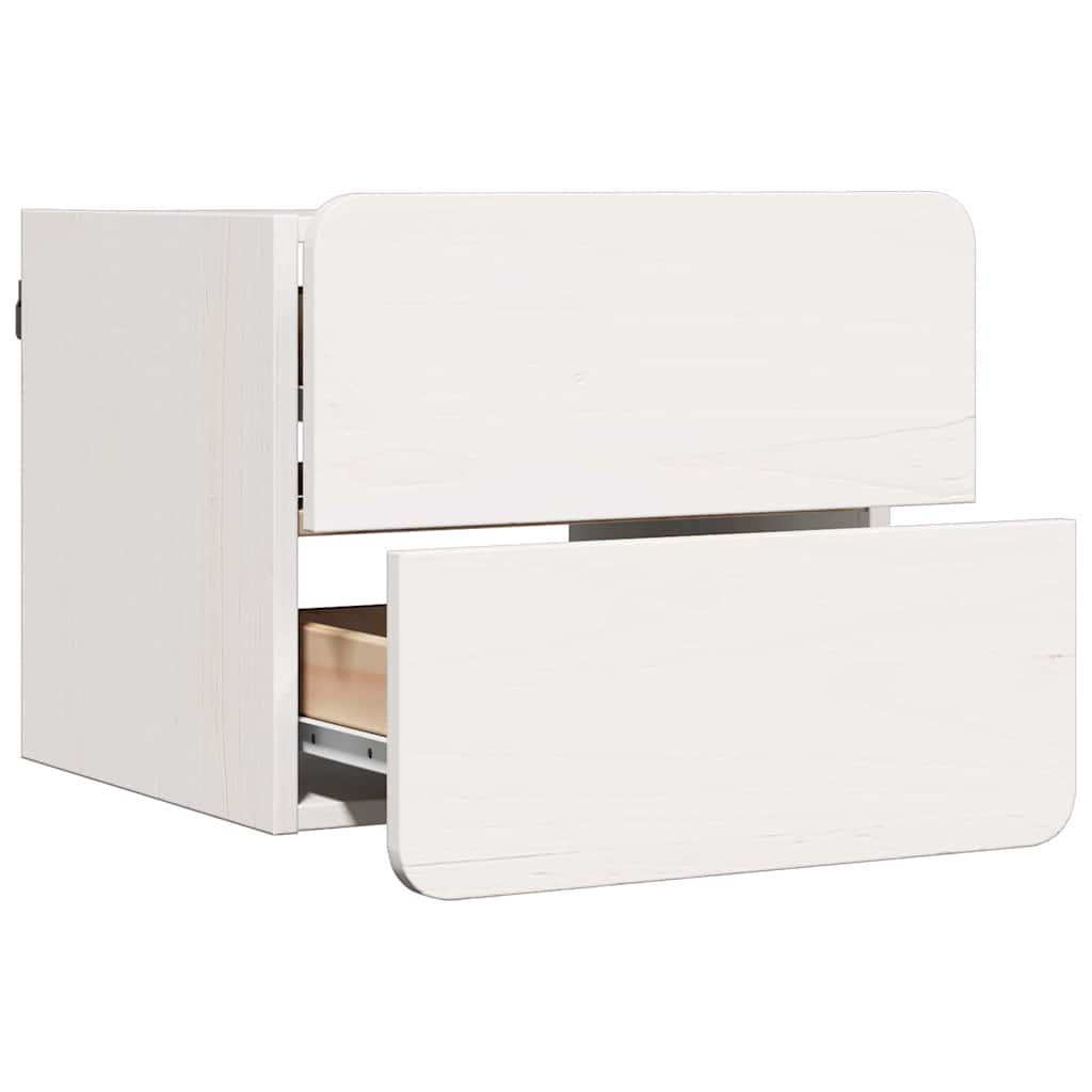 Bedside Table with Drawer White 39 x 34 x 33 cm Solid pine wood