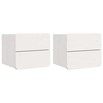 Bedside Table 2 pcs White 39 x 34 x 33 cm Solid pinewood