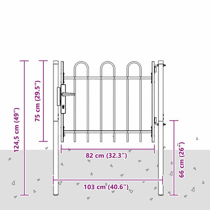 Fence Gate Grey 100 x 75 cm Powder coated steel