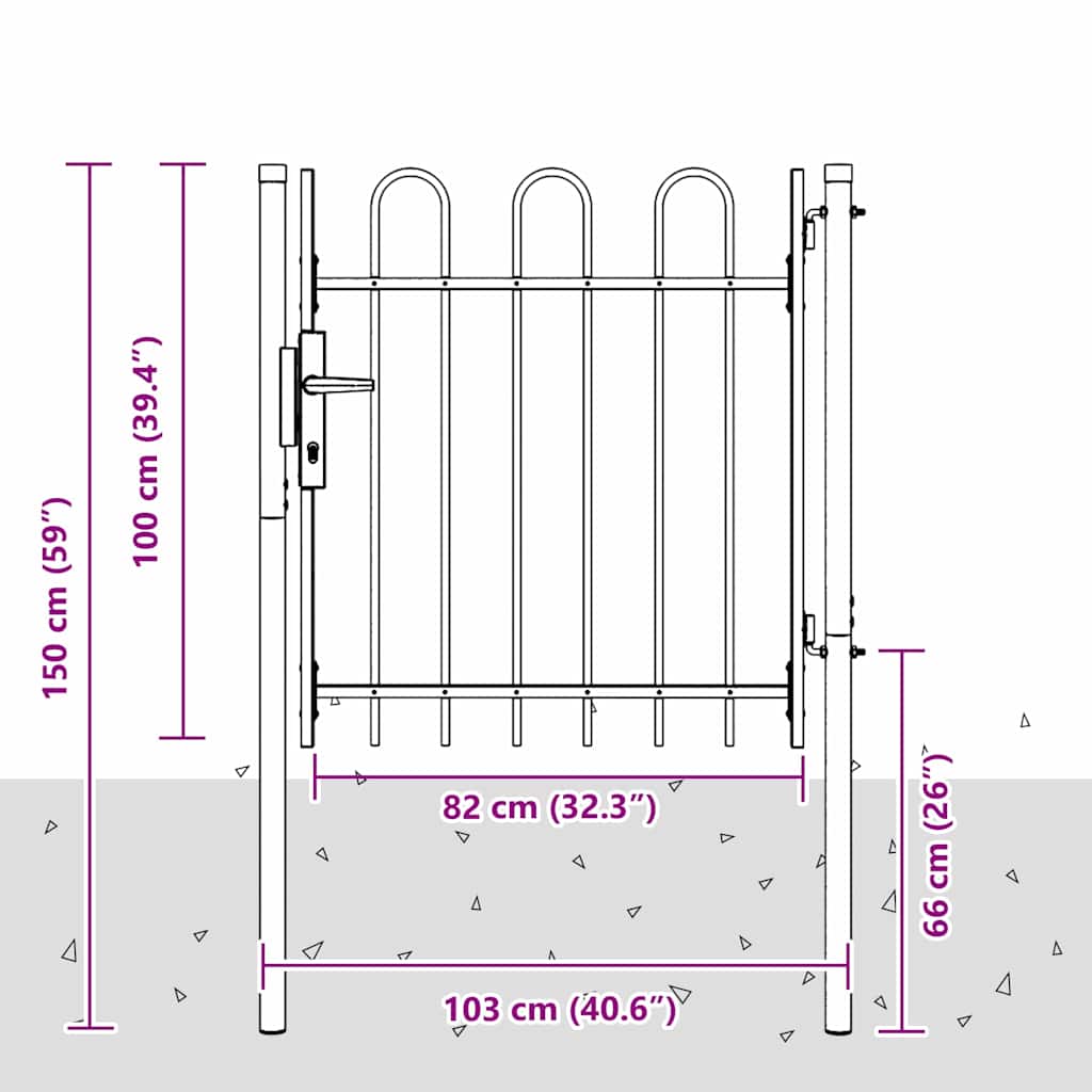 Fence Gate Grey 100 x 100 cm Powder coated steel
