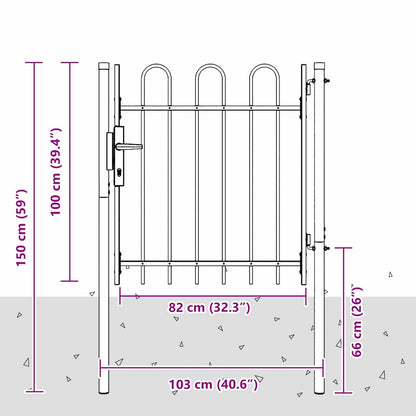 Fence Gate Grey 100 x 100 cm Powder coated steel