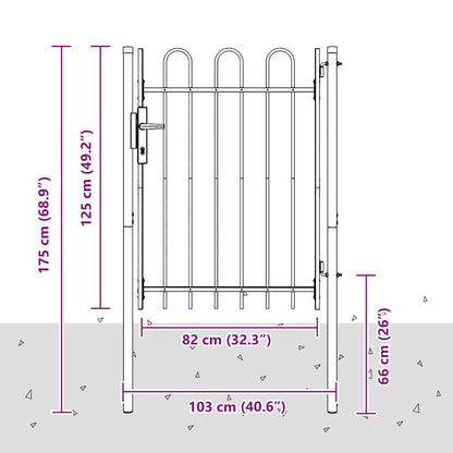Fence Gate Grey 100 x 120 cm Powder coated steel