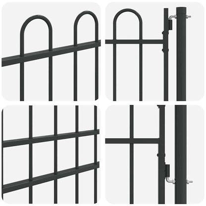 Fence Gate Grey 100 x 175 cm Powder coated steel