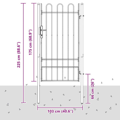 Fence Gate Grey 100 x 175 cm Powder coated steel