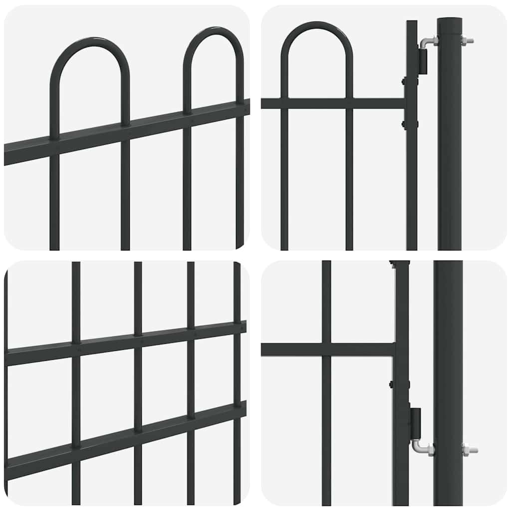 Fence Gate Grey 100 x 200 cm Powder coated steel