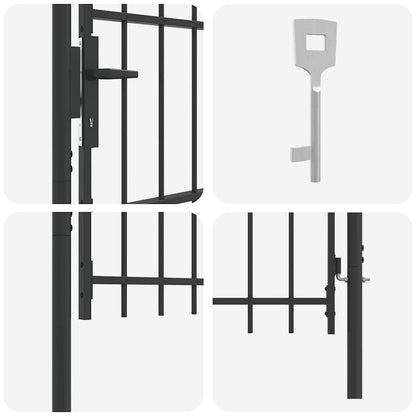 Fence Gate Grey 100 x 200 cm Powder coated steel