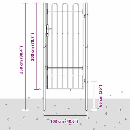 Fence Gate Grey 100 x 200 cm Powder coated steel