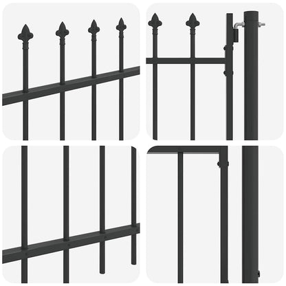 Fence Gate Grey 100 x 75 cm Powder coated steel