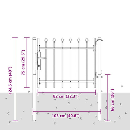Fence Gate Grey 100 x 75 cm Powder coated steel