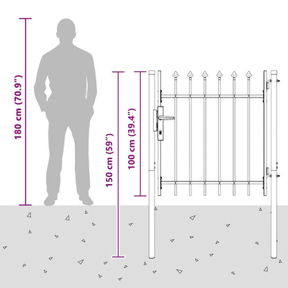 Fence Gate Grey 100 x 100 cm Powder coated steel