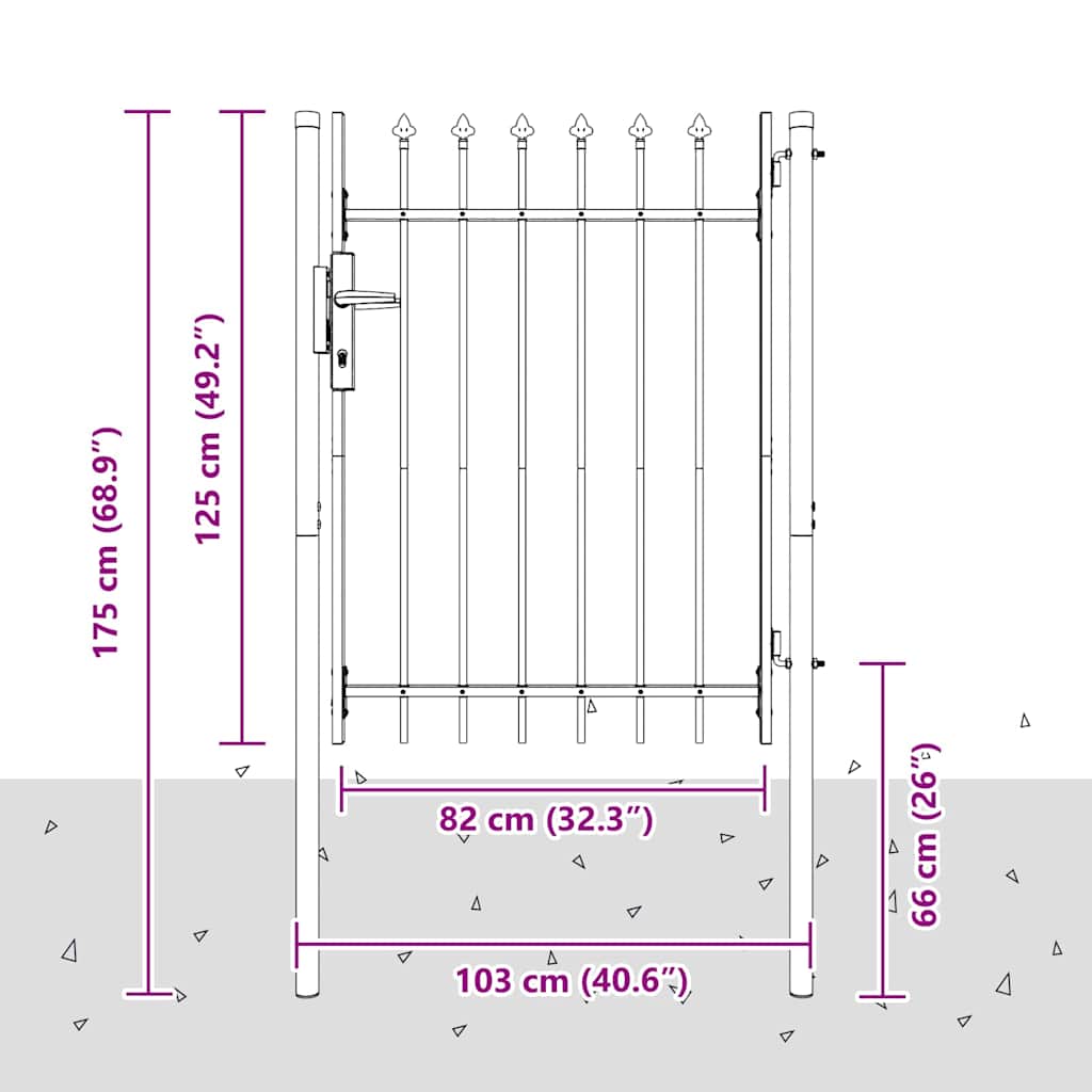 Fence Gate Grey 100 x 120 cm Powder coated steel
