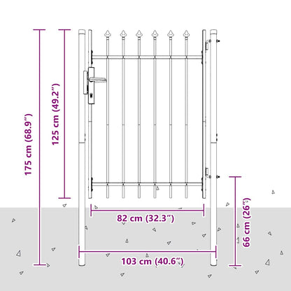 Fence Gate Grey 100 x 120 cm Powder coated steel