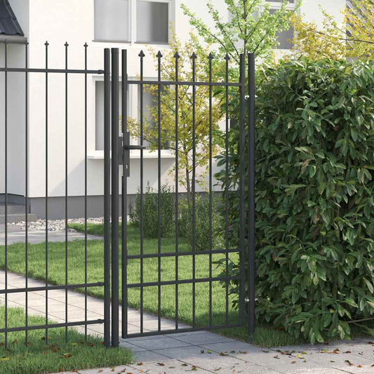 Fence Gate Grey 100 x 175 cm Powder coated steel