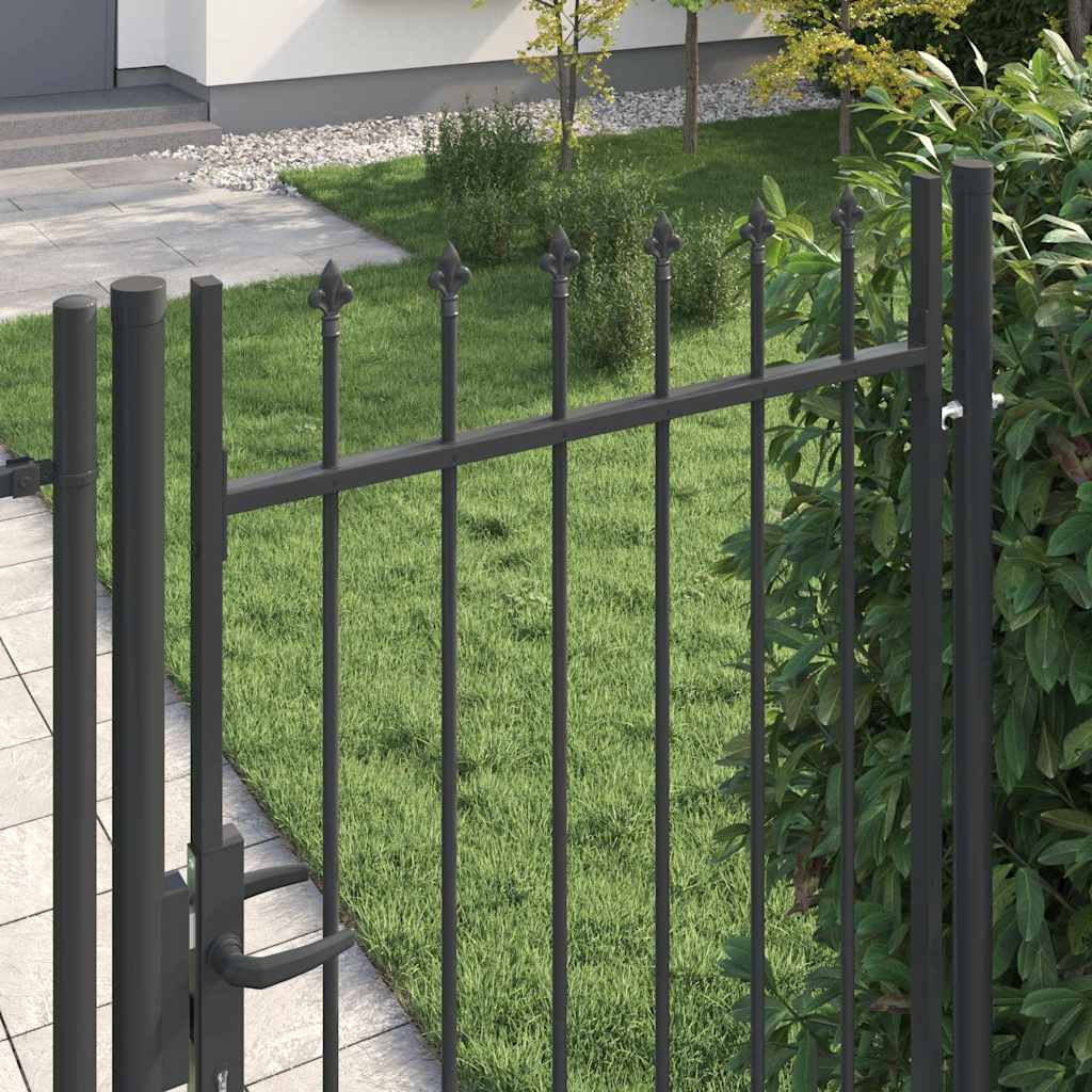 Fence Gate Grey 100 x 200 cm Powder coated steel