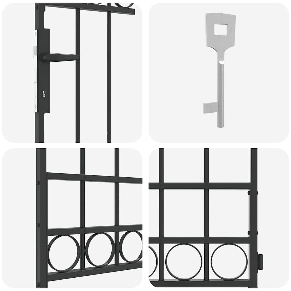 Fence Gate Grey 89 x 200 cm Steel