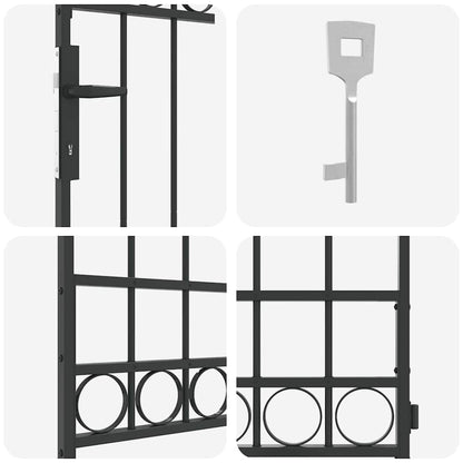 Fence Gate Grey 89 x 200 cm Steel