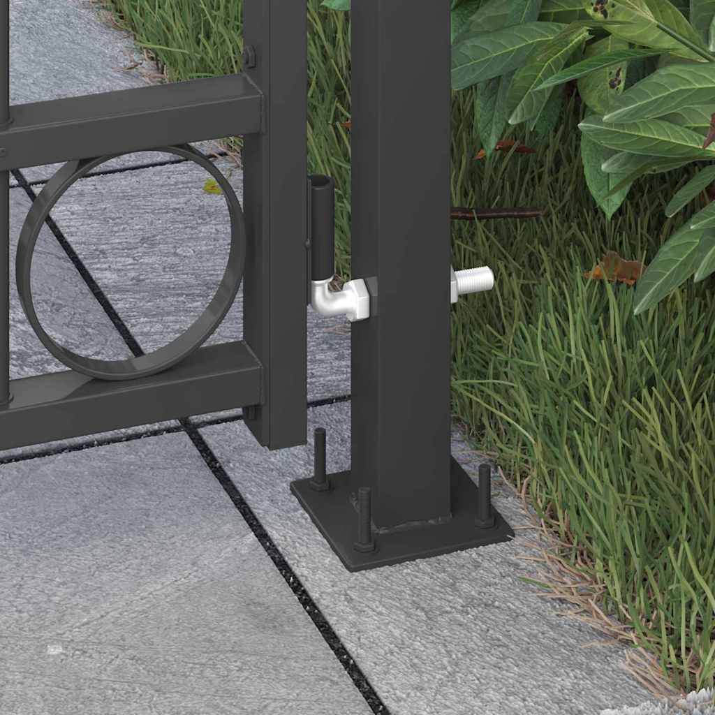 Fence Gate Grey 89 x 200 cm Steel