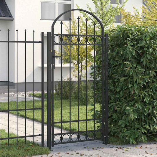 Fence Gate Grey 89 x 200 cm Steel