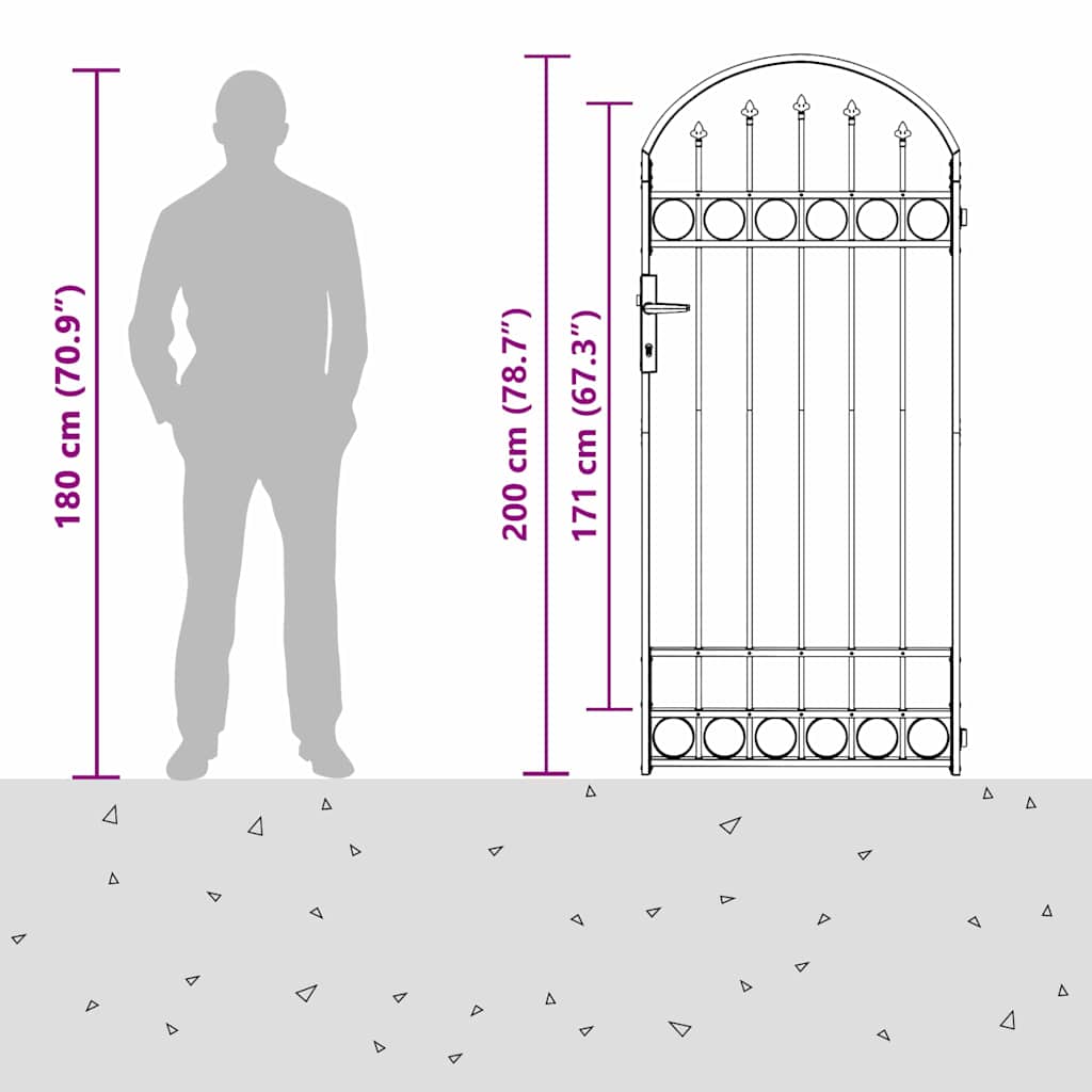 Fence Gate Grey 89 x 200 cm Steel