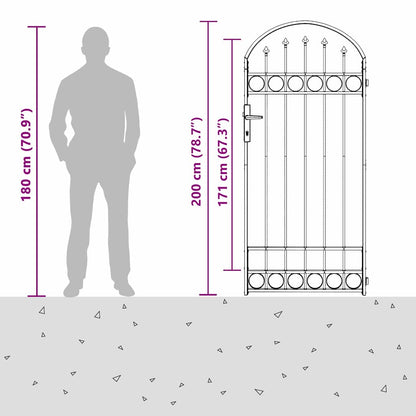 Fence Gate Grey 89 x 200 cm Steel
