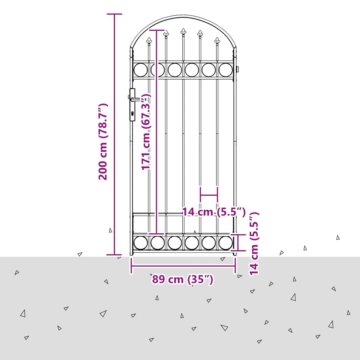 Fence Gate Grey 89 x 200 cm Steel