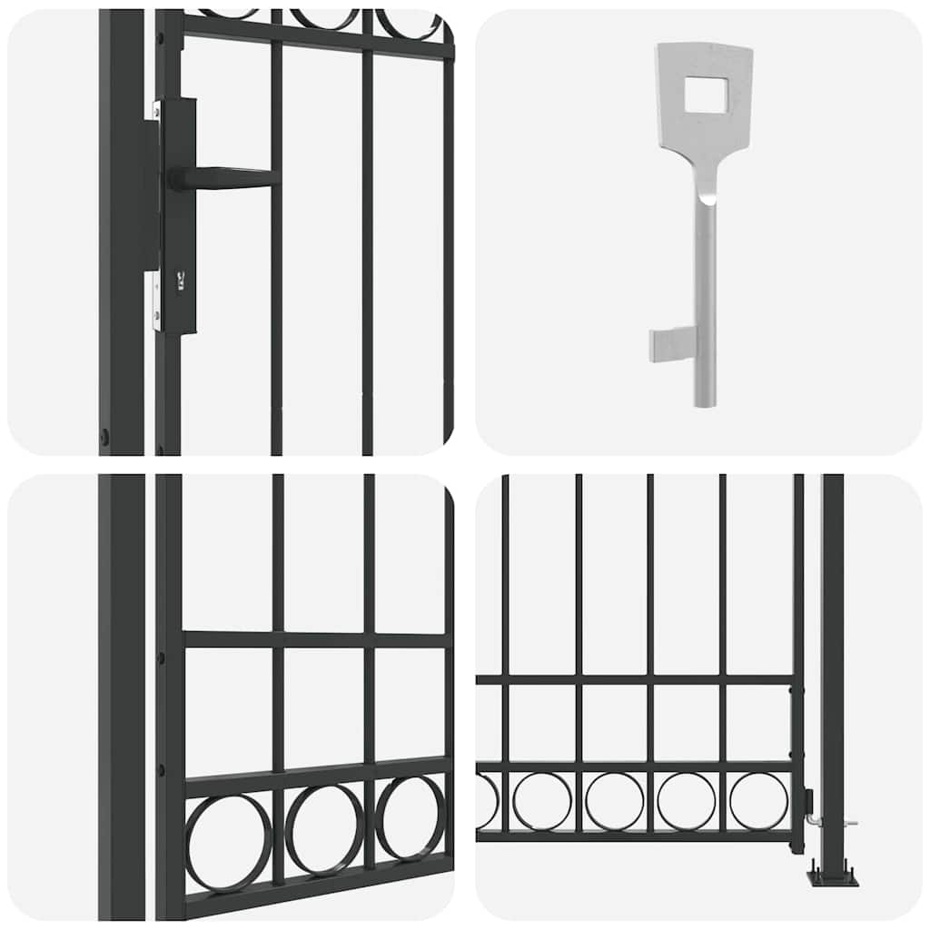 Fence Gate Grey 102 x 200 cm Steel