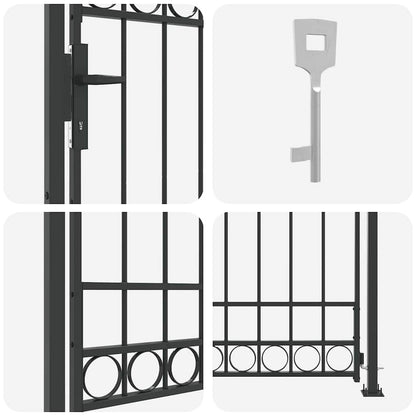 Fence Gate Grey 102 x 200 cm Steel
