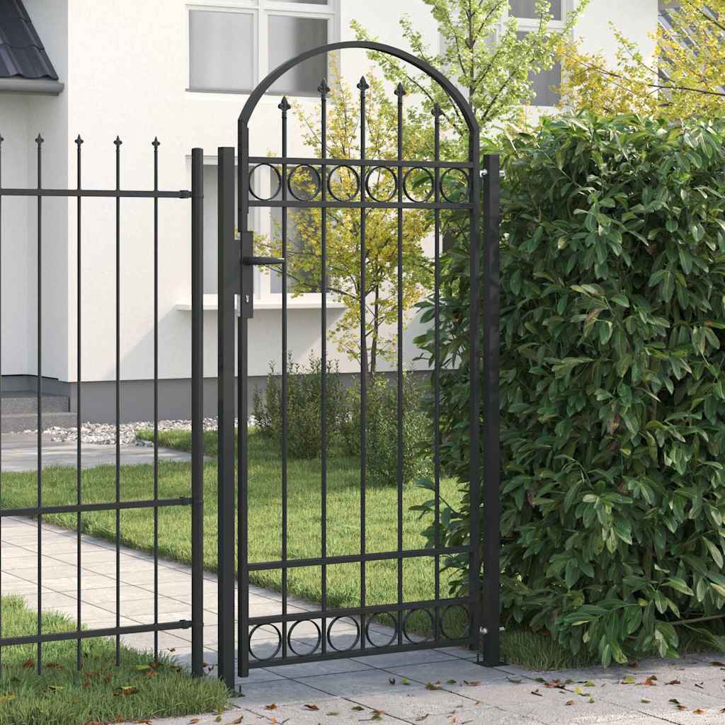 Fence Gate Grey 102 x 200 cm Steel