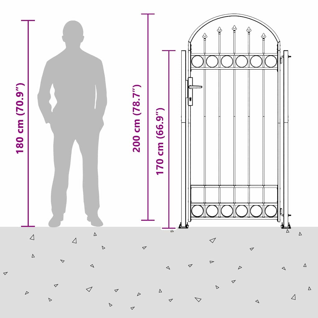 Fence Gate Grey 102 x 200 cm Steel