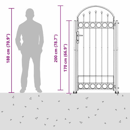Fence Gate Grey 102 x 200 cm Steel