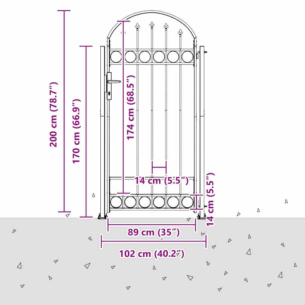 Fence Gate Grey 102 x 200 cm Steel