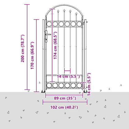 Fence Gate Grey 102 x 200 cm Steel