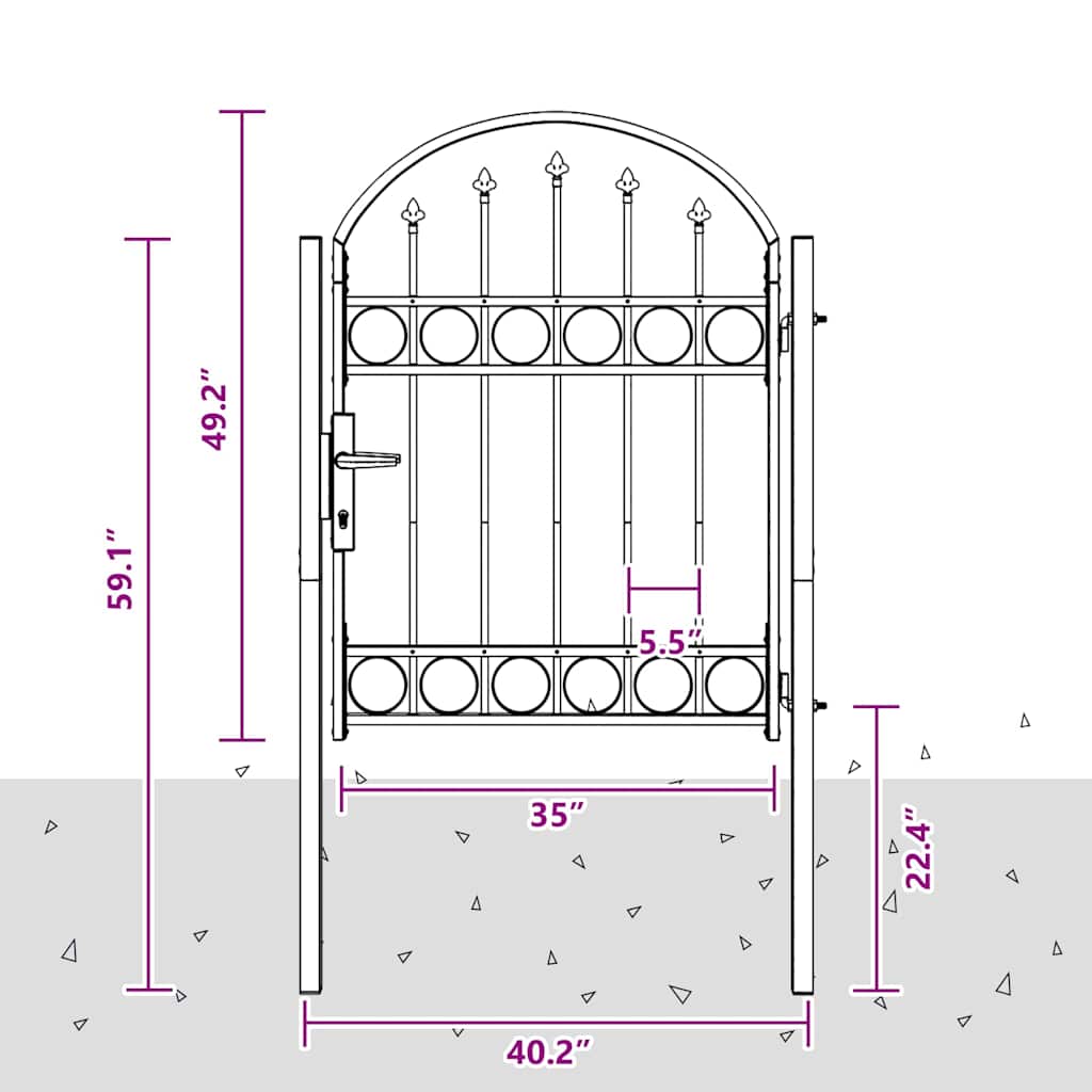 Fence Gate Grey 100 x 125 cm Powder-coated steel