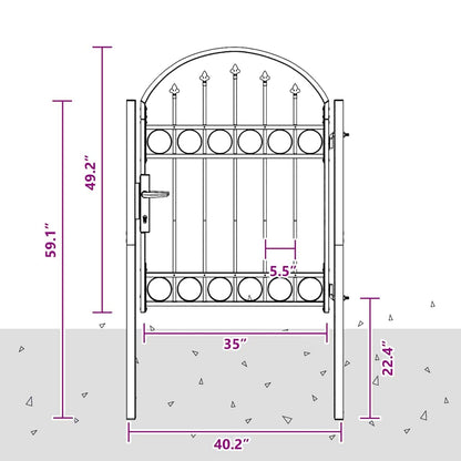 Fence Gate Grey 100 x 125 cm Powder-coated steel