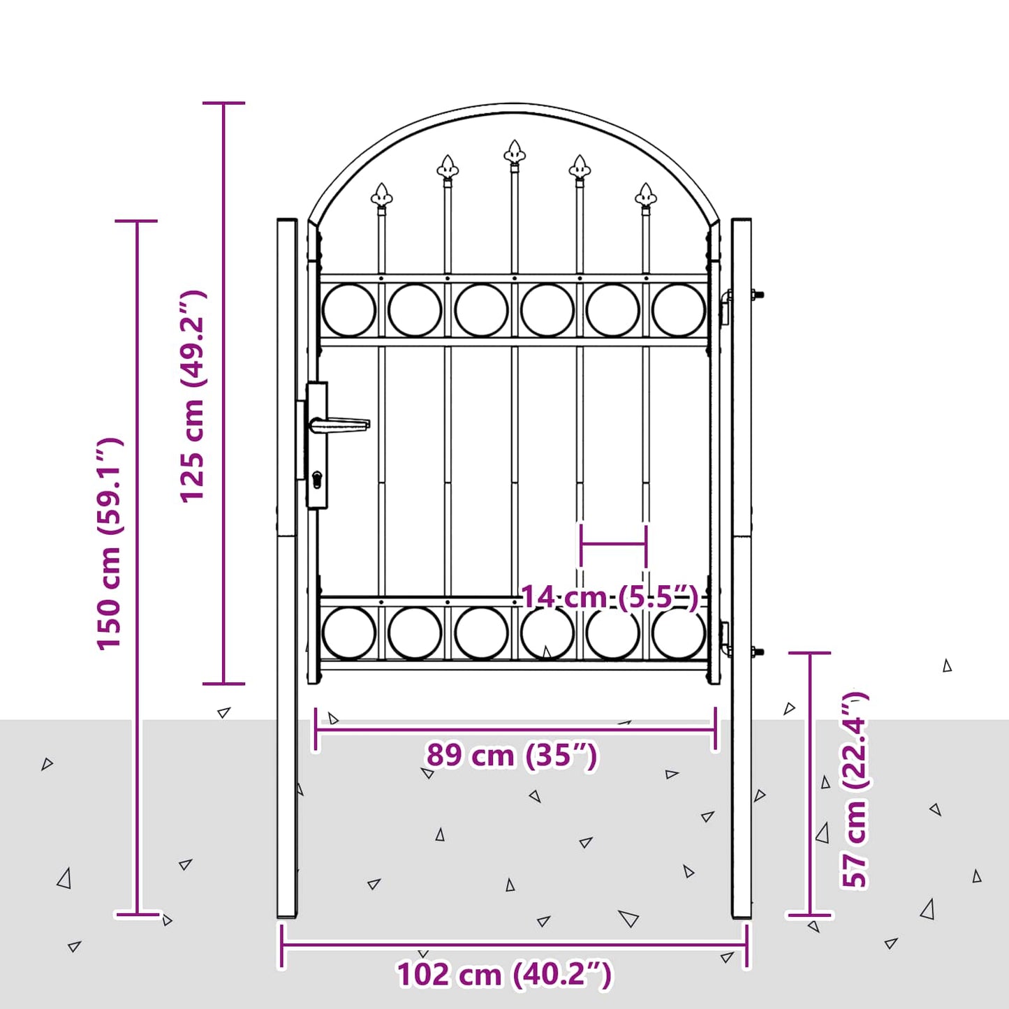 Fence Gate Grey 100 x 125 cm Powder-coated steel