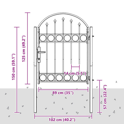 Fence Gate Grey 100 x 125 cm Powder-coated steel