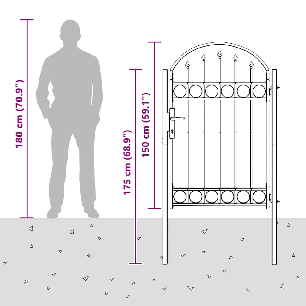 Fence Gate Grey 100 x 150 cm Powder-coated steel