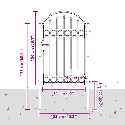 Fence Gate Grey 100 x 150 cm Powder-coated steel