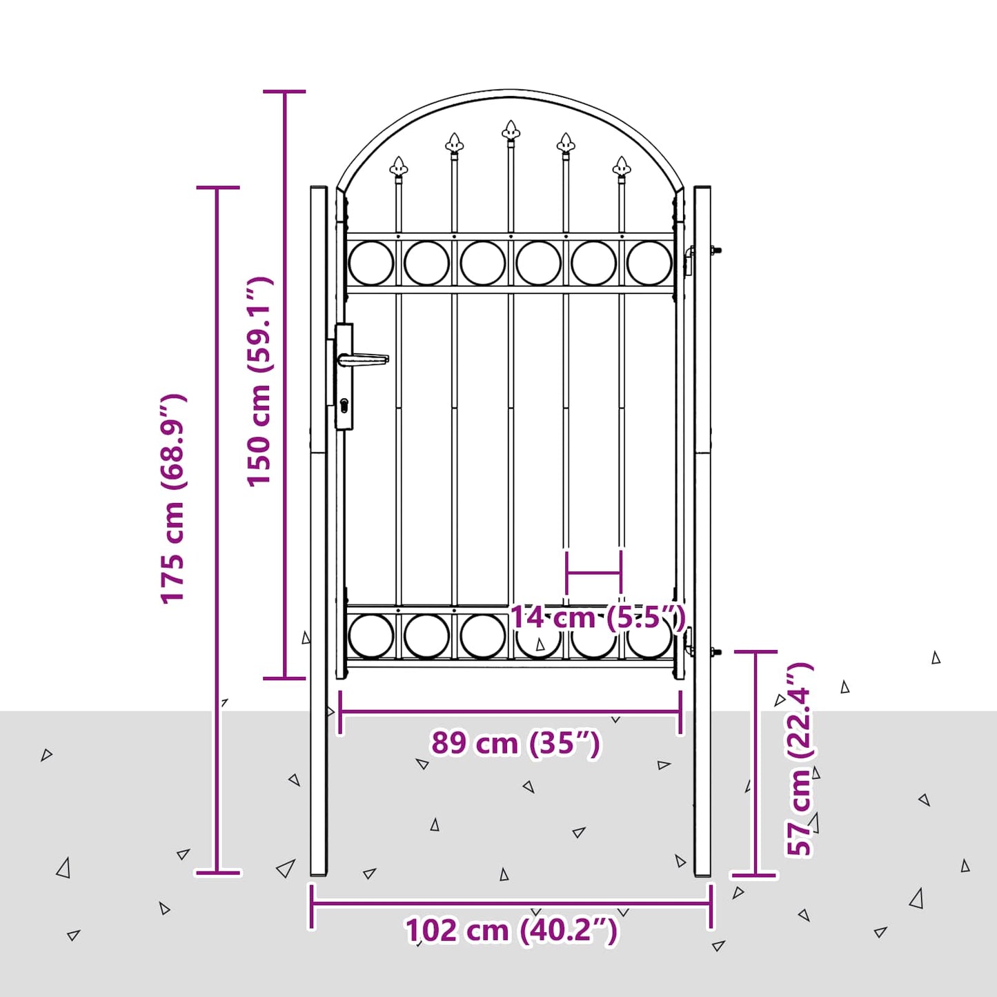 Fence Gate Grey 100 x 150 cm Powder-coated steel