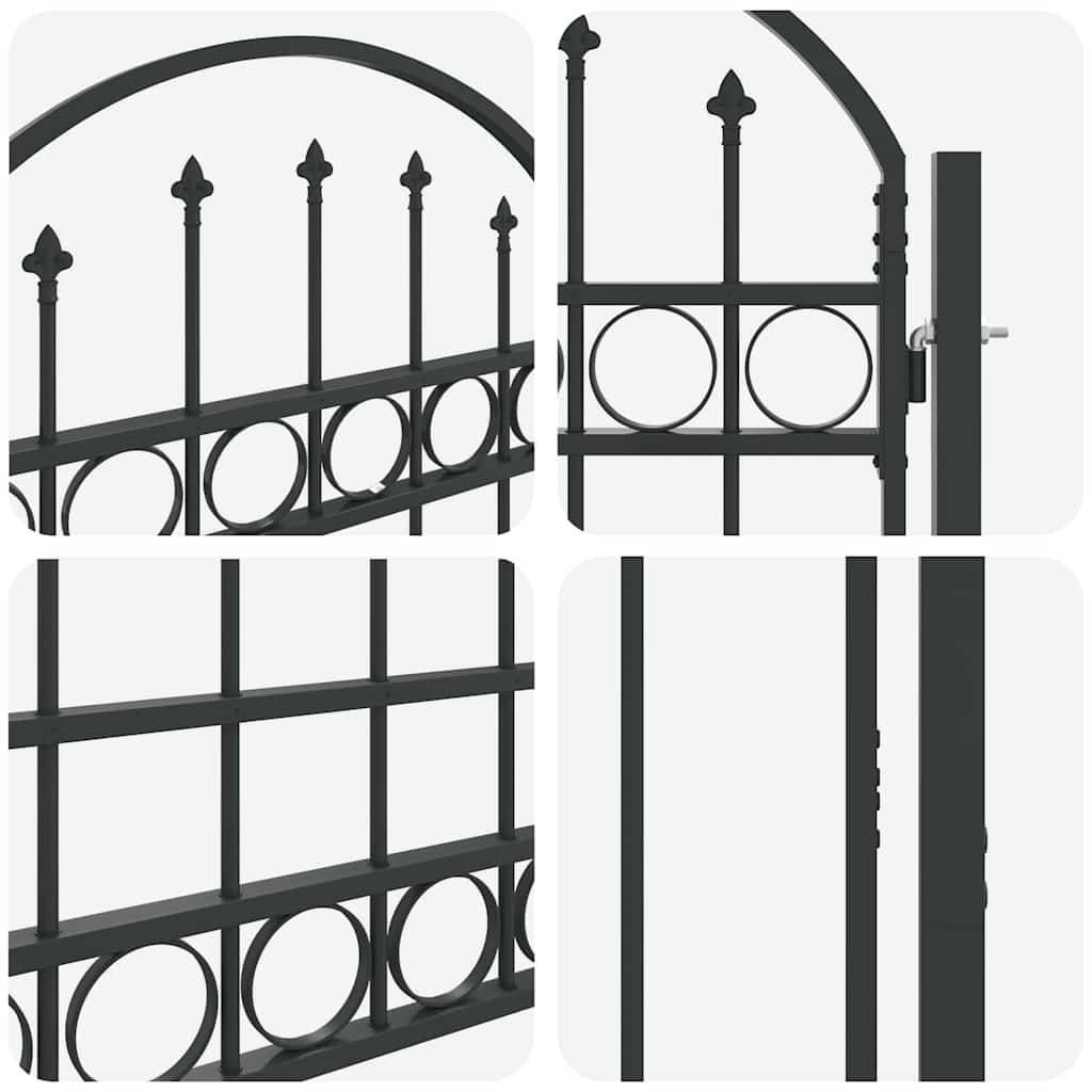Fence Gate Grey 100 x 175 cm Powder-coated steel