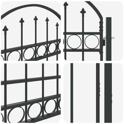 Fence Gate Grey 100 x 175 cm Powder-coated steel