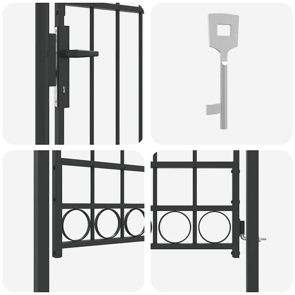 Fence Gate Grey 100 x 175 cm Powder-coated steel